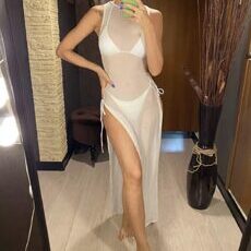 Bikini 3 PCS Cover Dress White